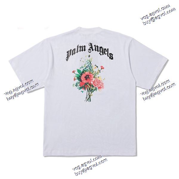 2020秋冬 大特価 パーム エンジェルス ブランドスーパーコピー 半袖Tシャツ 2色可選 花のイニシャル花束男女半袖Tシャツ